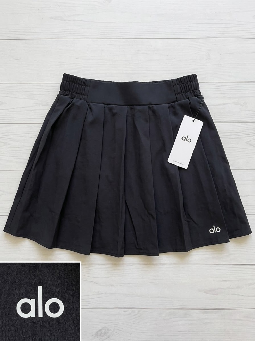 ALO Yoga Women's Black Pleated Active Skirt tennis rally medium large